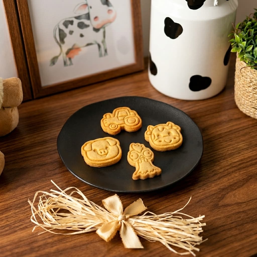 Biscoitos carimbados com animais da fazenda, lembrancinhas artesanais personalizadas ViBiscoitos