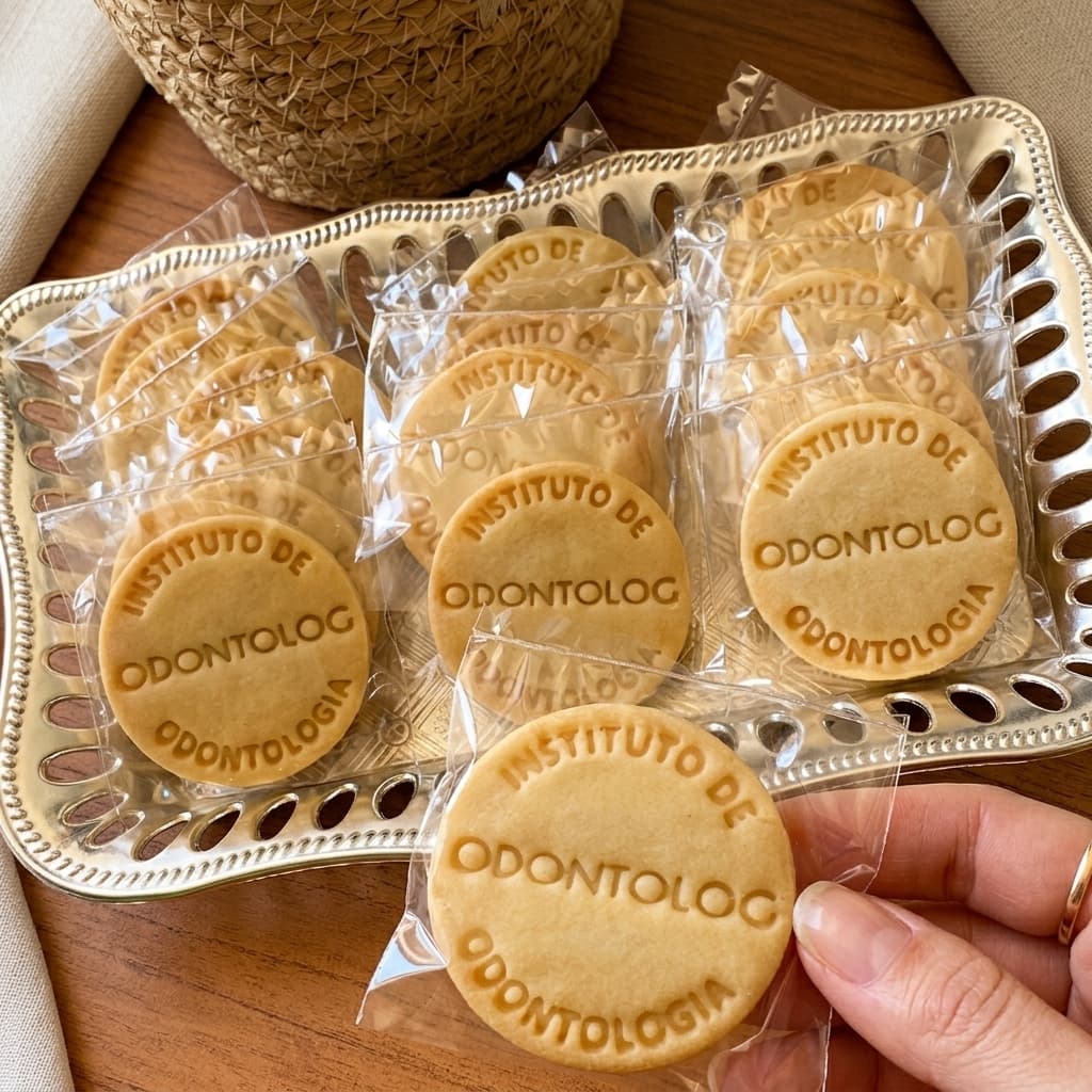 Biscoito com logomarca clínica odontológica