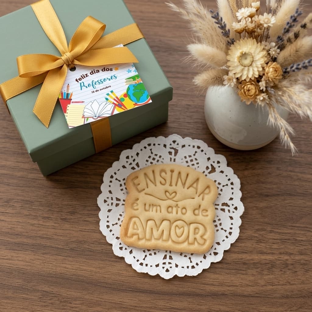 Biscoito carimbado temático para o Dia do Professor, ViBiscoitos Brasília